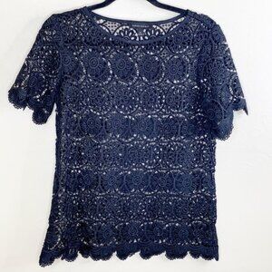 Banana Republic Black Guipure Lace Blouse